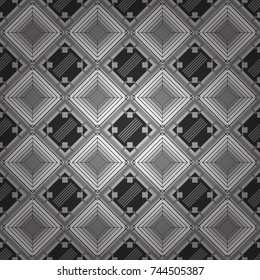 Vector illustration. White, gray and black abstract background painted geometry shine and layer element seamless pattern.