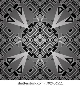 Vector illustration. White, gray and black abstract background painted geometry shine and layer element seamless pattern.