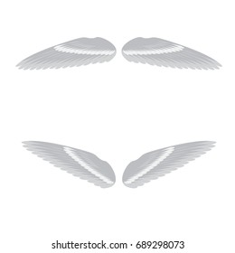 vector illustration of white and grey couple of wings in two positions