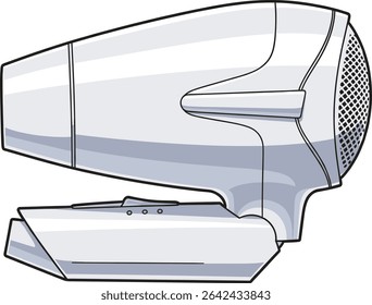 Vector illustration of a white hairdryer, perfect for beauty and hair care concepts
