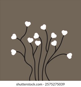 vector illustration of a white heart and a black tree on a bronze background. tree of love.