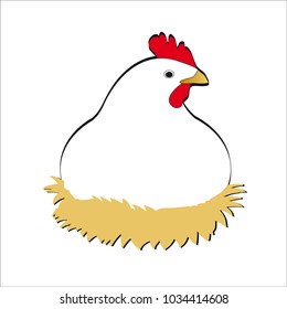 Vector illustration of a white hen lying on her nest.
