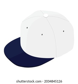 Vector illustration white hip hop or rapper baseball cap. Baseball cap icon