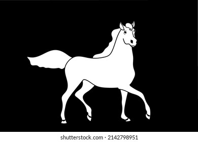 vector illustration of a white horse on a black background