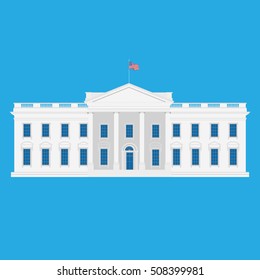 Vector illustration white house building in Washington. USA. United States of America.