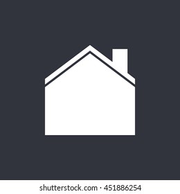 Vector illustration of white house icon on dark background 