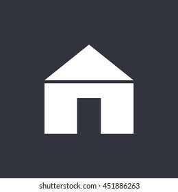 Vector illustration of white house icon on dark background 