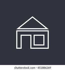 Vector illustration of white house icon on dark background 