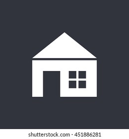 Vector illustration of white house icon on dark background 