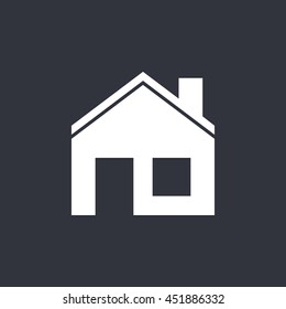 Vector illustration of white house icon on dark background 