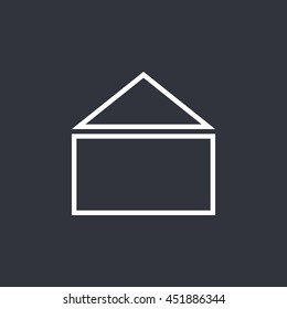 Vector illustration of white house icon on dark background 