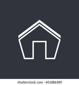 Vector illustration of white house icon on dark background 