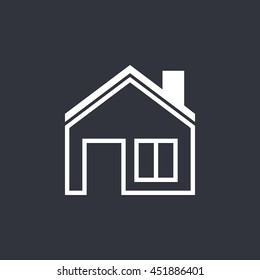 Vector illustration of white house icon on dark background 