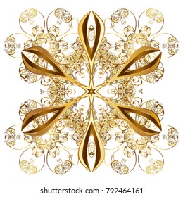Vector illustration with white isolated snowflake. Beautiful decoration. Symbol of winter. 