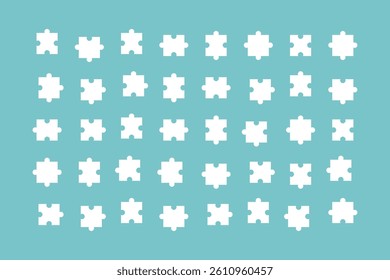 Vector illustration of white jigsaw puzzle pieces lined up