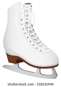 Vector illustration of a white leather ice skate.