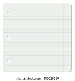 Vector illustration of white lined school paper sheet.