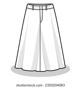 Vector Illustration of White Long Skirt with White Background