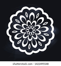 Vector illustration of the white mandala on the blackboard