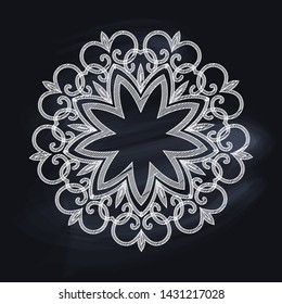 Vector illustration of the white mandala on the blackboard