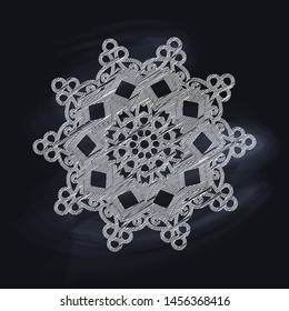 Vector illustration of the white mandala on the blackboard