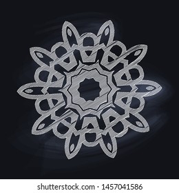 Vector illustration of the white mandala on the blackboard