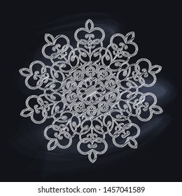 Vector illustration of the white mandala on the blackboard