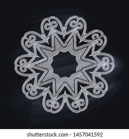 Vector illustration of the white mandala on the blackboard