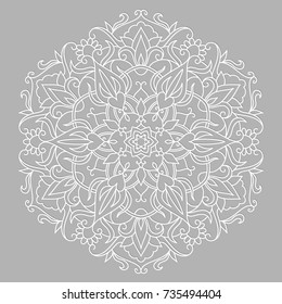 vector illustration of a white mandala on a gray background
