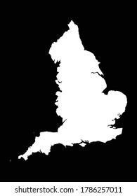 ilustración vectorial del Mapa Blanco de Inglaterra sobre fondo negro
