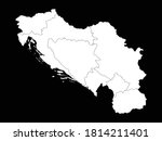 vector illustration of White map of Former Yugoslavia countries on black background