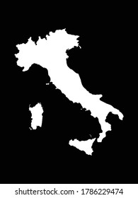 vector illustration of White Map of Italy on Black background