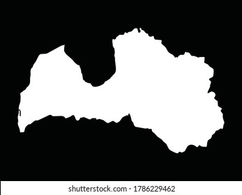 vector illustration of White Map of Latvia on Black background