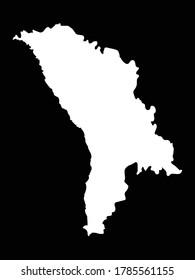 vector illustration of White Map of Moldova on Black background