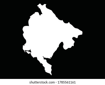 vector illustration of White Map of Montenegro on Black background