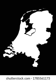 vector illustration of White Map of Netherlands on Black background