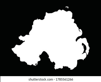 ilustración vectorial del mapa blanco de Irlanda del Norte sobre fondo negro