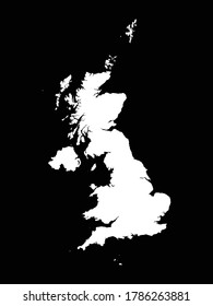 vector illustration of White Map of United Kingdom on Black background