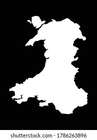 ilustración vectorial del Mapa Blanco de Gales sobre fondo negro