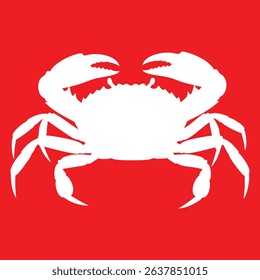Vector Illustration of a White Marine Crab Against a Vivid Red 