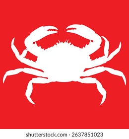 Vector Illustration of a White Marine Crab Against a Vivid Red 