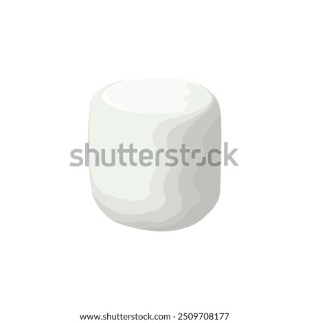 Vector illustration of white marshmallow in cartoon flat style. Hand drawn cute cartoon illustration of marshmallow on white background. Sweet food candy snack icon