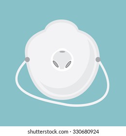 Vector Illustration White Medical Mask, Respirator Icon. Medical Accessories. Medical Doctor Mask On Blue Background