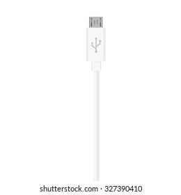  Vector illustration white micro usb cord, cable, connector symbol