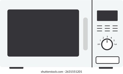 Ilustração vetorial de um micro-ondas branco com um display digital, design moderno plano