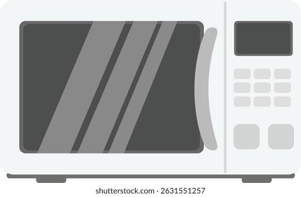 Ilustração vetorial de um micro-ondas branco com um display digital, design moderno plano