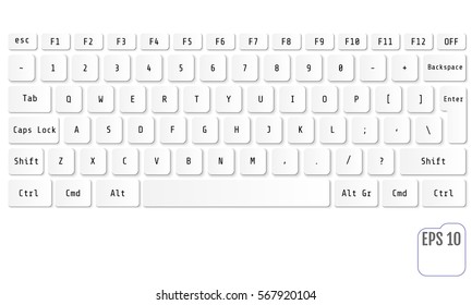 Vector illustration of white modern laptop keyboard