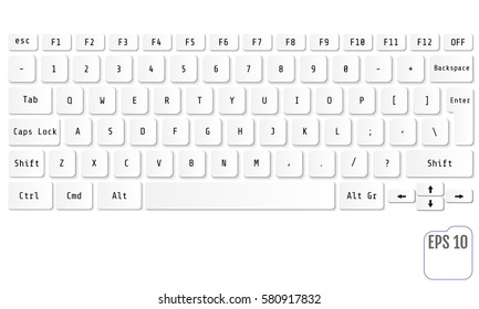 Vector illustration of white modern laptop keyboard for your business project