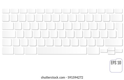 Vector illustration of white modern laptop keyboard, clean key concept. For your business project.