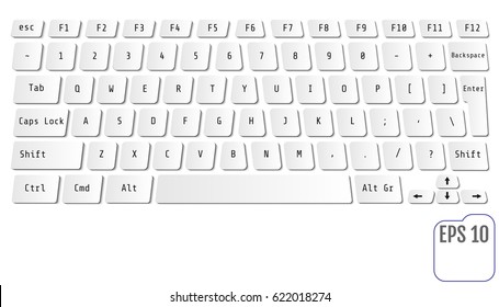Vector illustration of white modern laptop keyboard